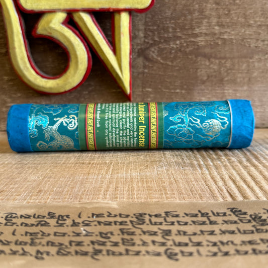 This Himalayan Juniper Tibetan Incense is a sacred blend created to purify, balance, and elevate. Crafted from natural Himalayan juniper, myristic essence, and other pure botanicals, it supports energetic cleansing of the chakras and inner channels while soothing the physical body and subtle energies.

The fresh, grounding scent of juniper is traditionally used in Tibetan Buddhist practices to clear negativity, restore clarity, and promote meditative stillness. Burning this incense invites purification of t