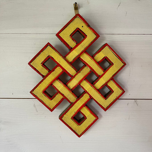 Tibetan Hand painted  Endless Knot Med 20 x 15 cm