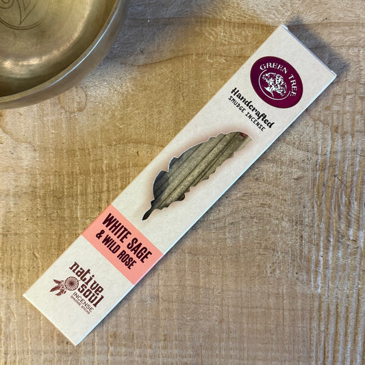 Native Soul White Sage and Wild Rose smudge incense sticks for cleansing and harmony
