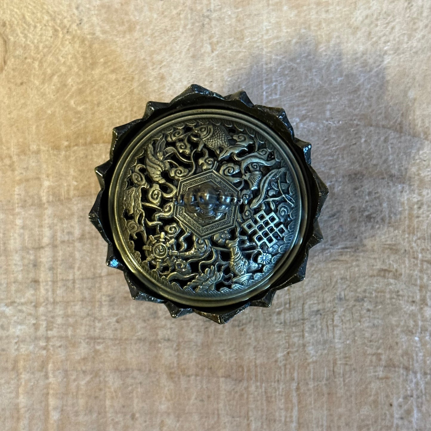 Brass lotus cone incense holder inspired by the sacred lotus. Ideal for incense cones, meditation, ritual use, and peaceful sacred spaces.