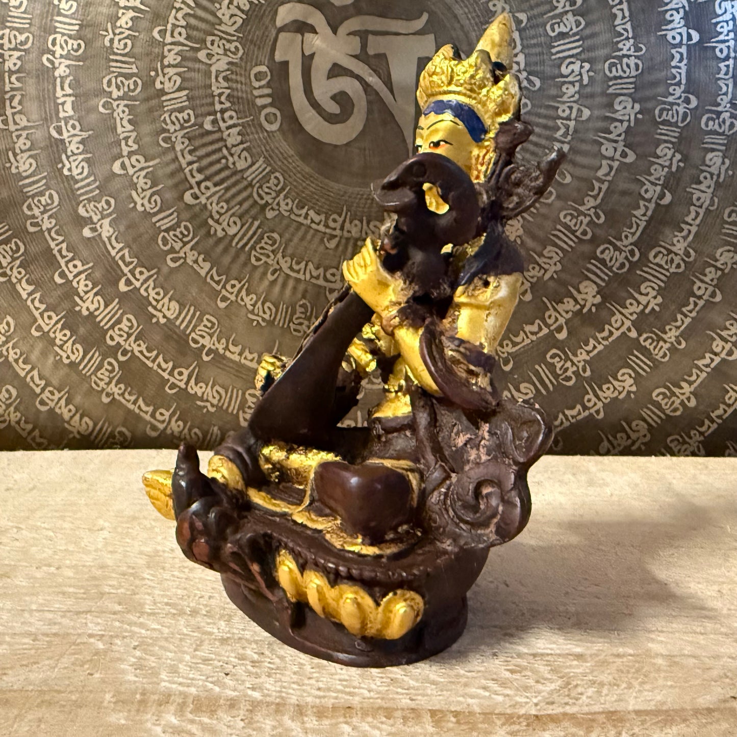 Handmade Saraswati Buddhist statue from Nepal, 12cm, Goddess of Wisdom