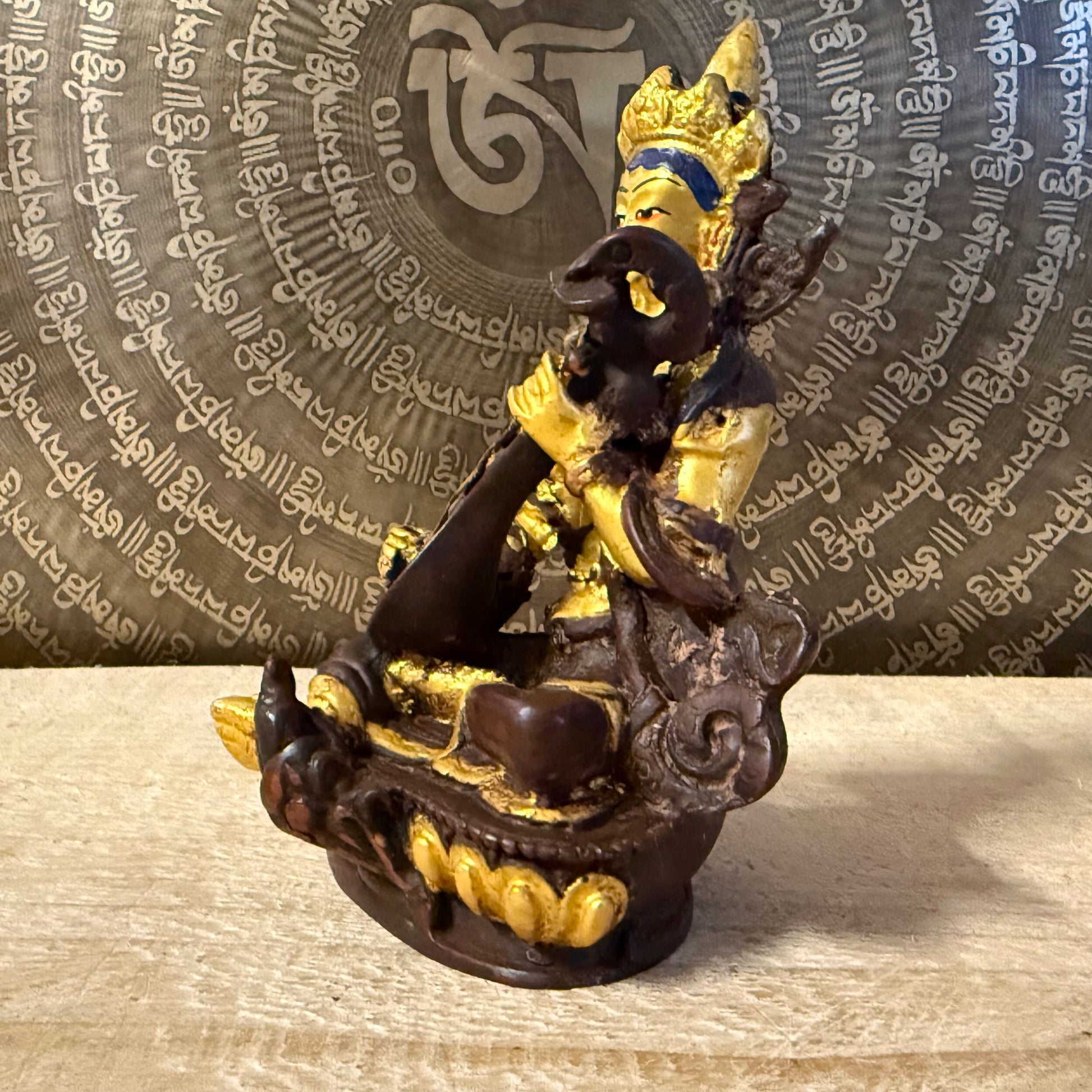 Handmade Saraswati Buddhist statue from Nepal, 12cm, Goddess of Wisdom