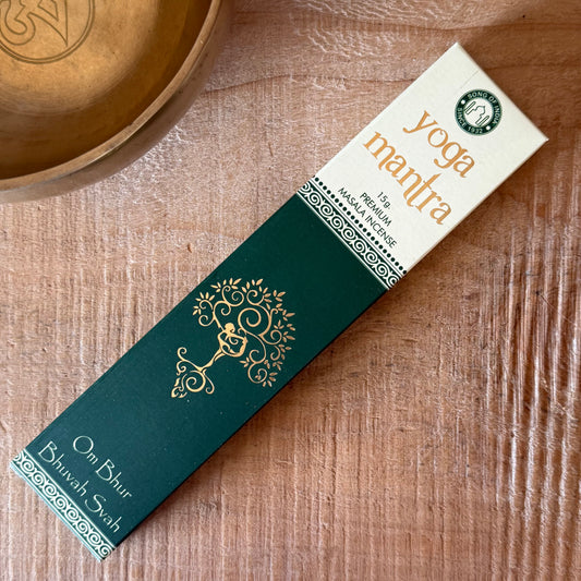 Song of India Yoga Mantra incense sticks, 15g pack of hand-rolled natural masala incense for meditation, yoga and spiritual prayer rituals