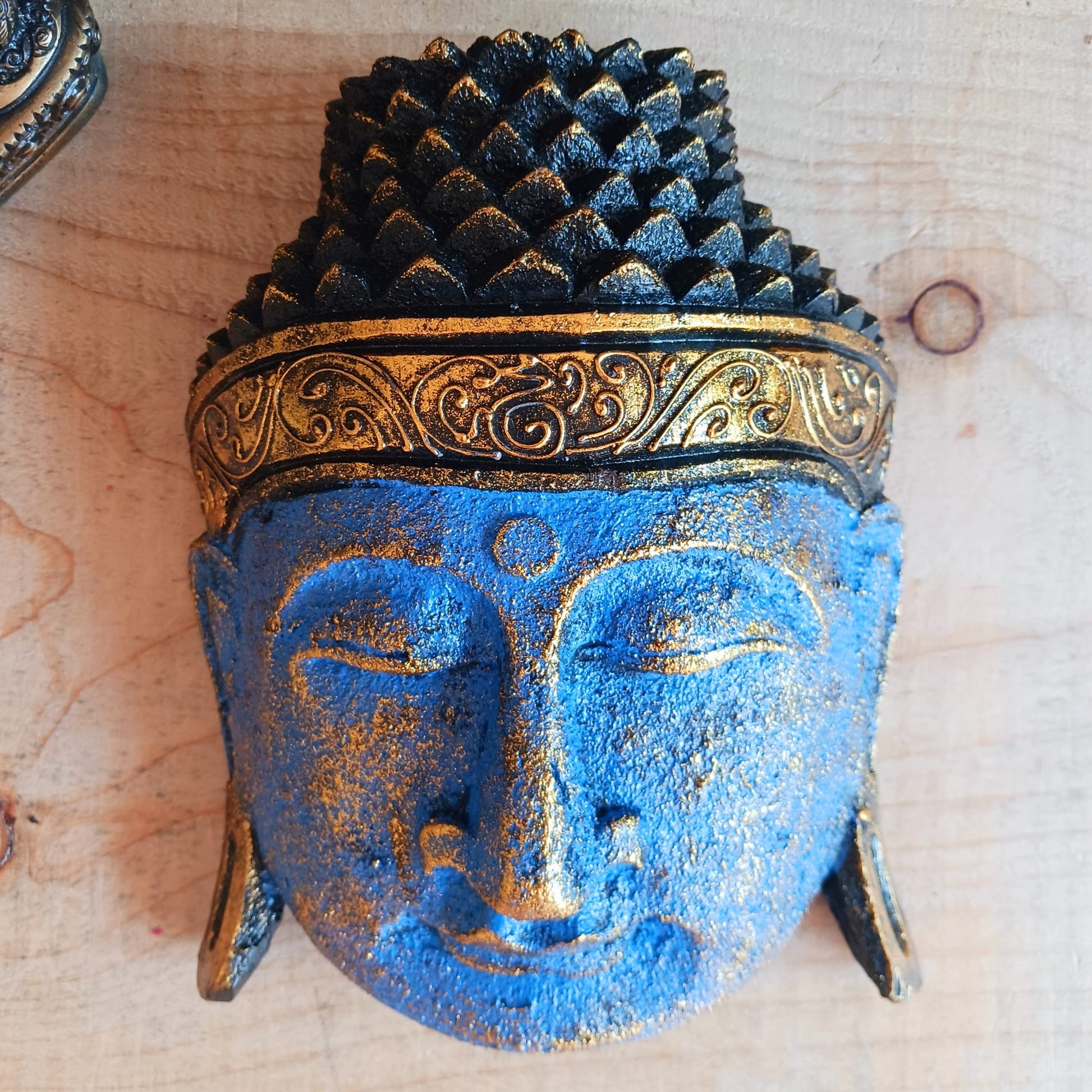 Hand Carved Buddha Head | Blue Shine Finish