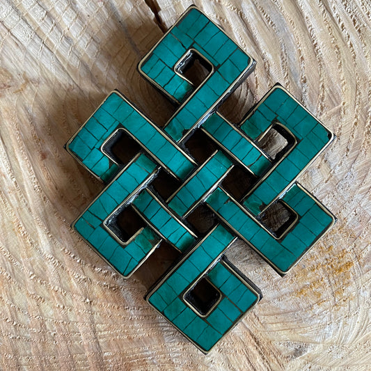 Tibetan Turquoise decorated Endless Knot Sml  13 X 10cm