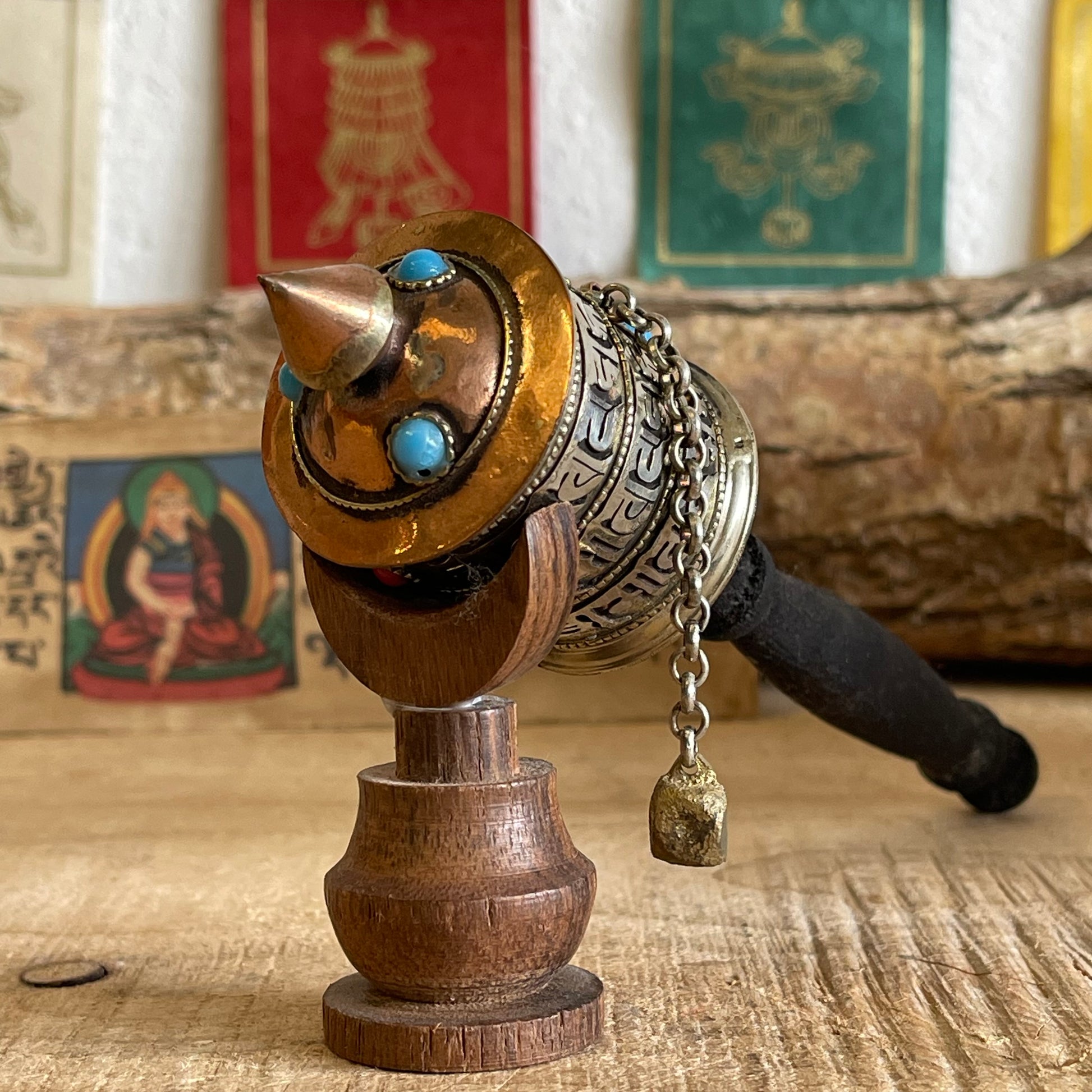 Hand Held  Mantra Prayer Wheel 23cm