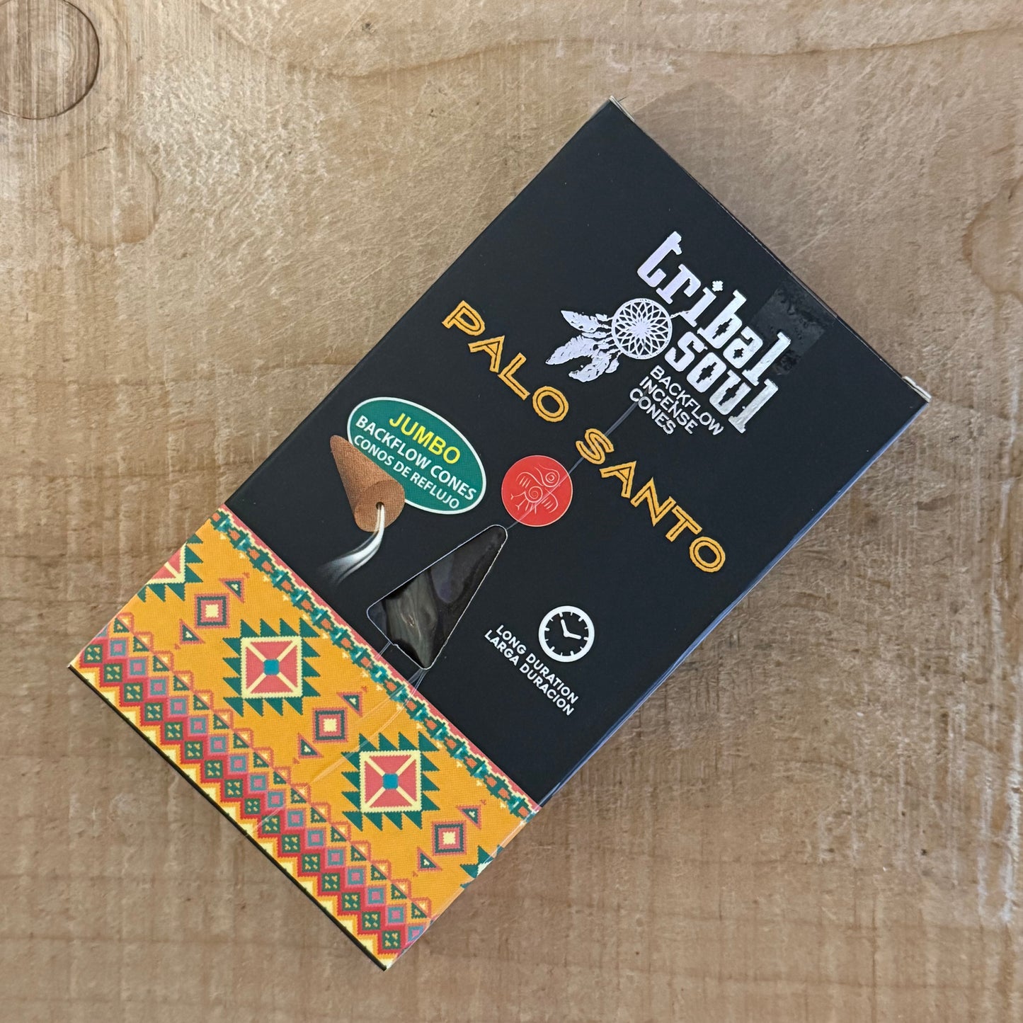 Tribal Soul Palo Santo backflow incense cones with waterfall smoke effect. Sacred cleansing incense for meditation, ritual, and energy clearing.