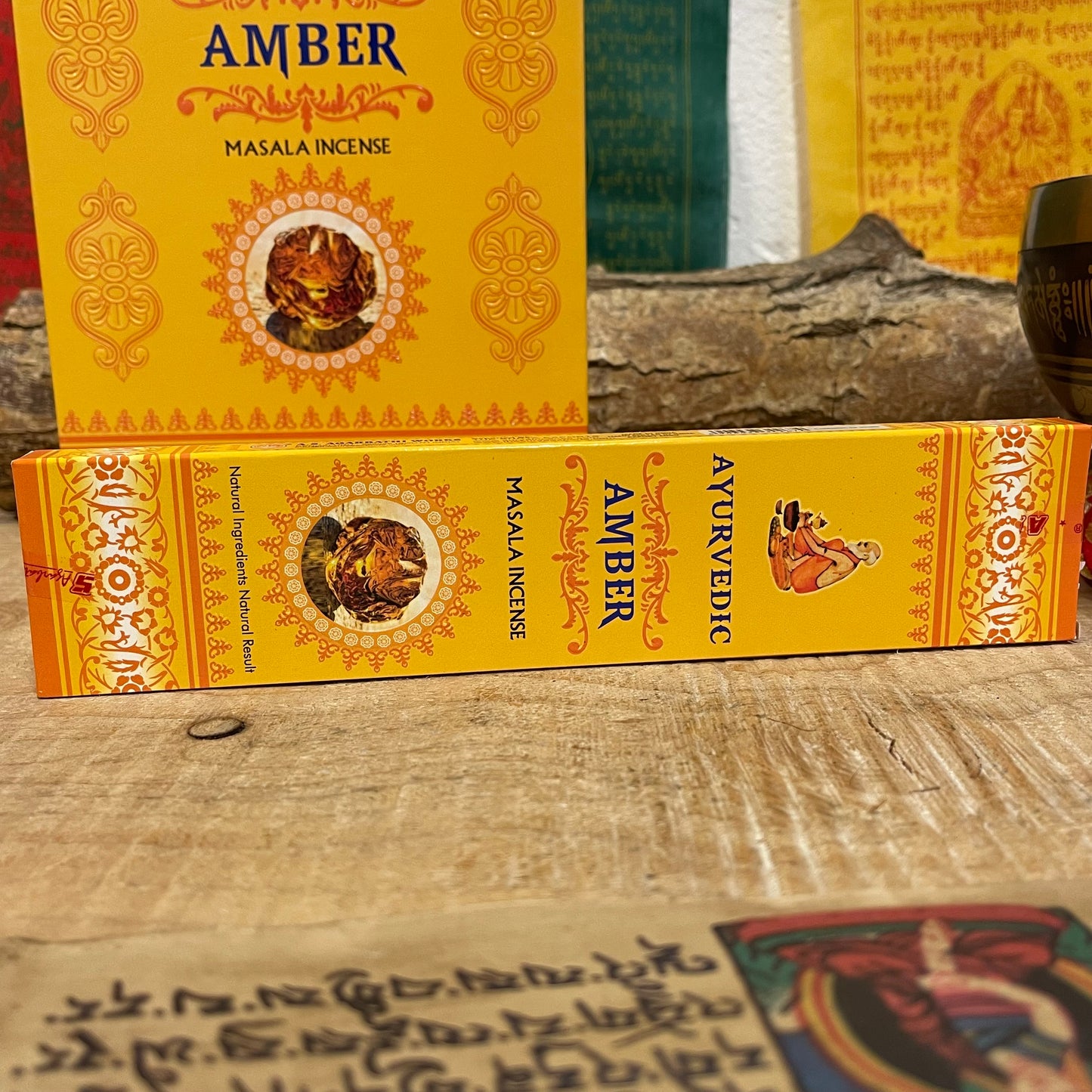 Ayurvedic Amber masala incense sticks offer a pure and natural aroma, made with a thoughtful blend of essential oils and all-natural ingredients including premium resins, oils, herbs, petals, and honey. The rich, warm scent of amber is ideal for creating a soothing atmosphere perfect for meditation, yoga, and spiritual cleansing. These incense sticks promote&nbsp; relaxation and help cultivate a harmonious environment, supporting overall well-being