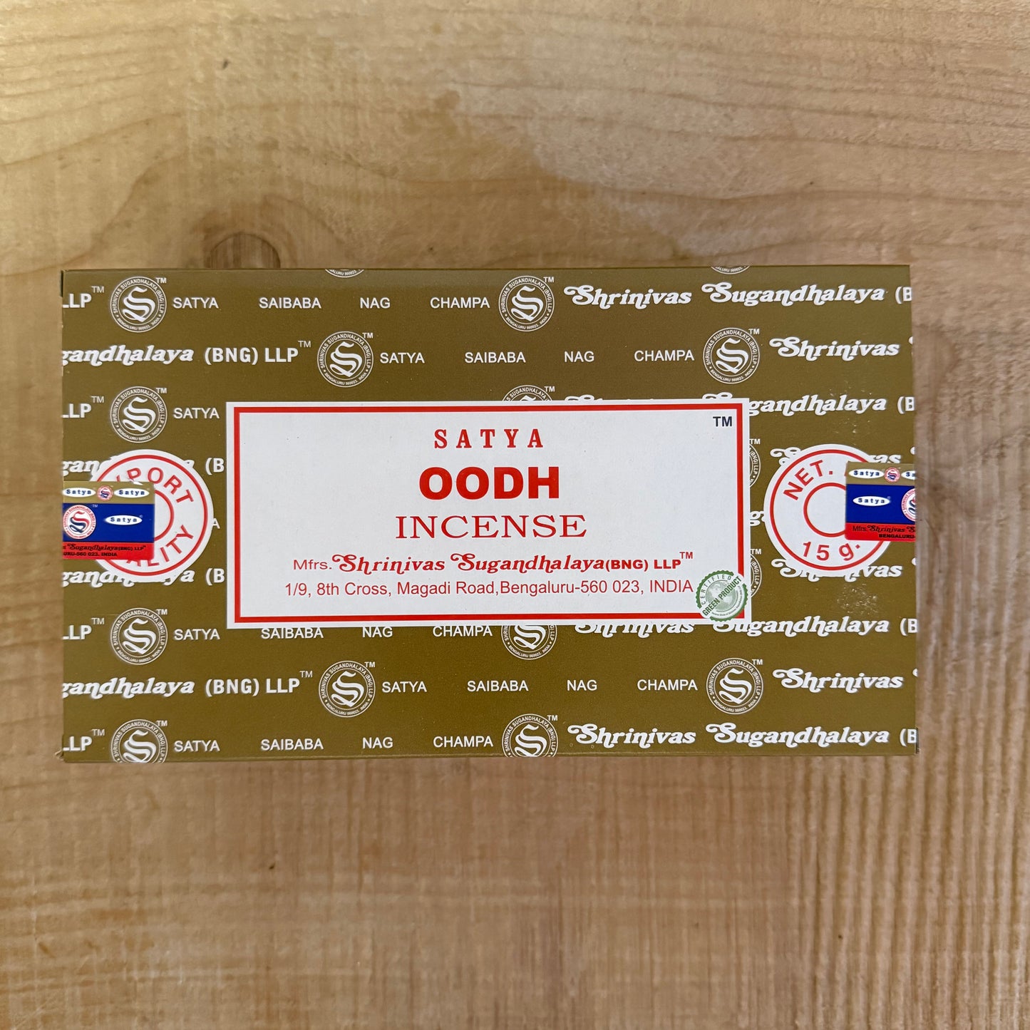 Satya Oodh incense sticks, deep oud and sandalwood blend, hand rolled Indian incense