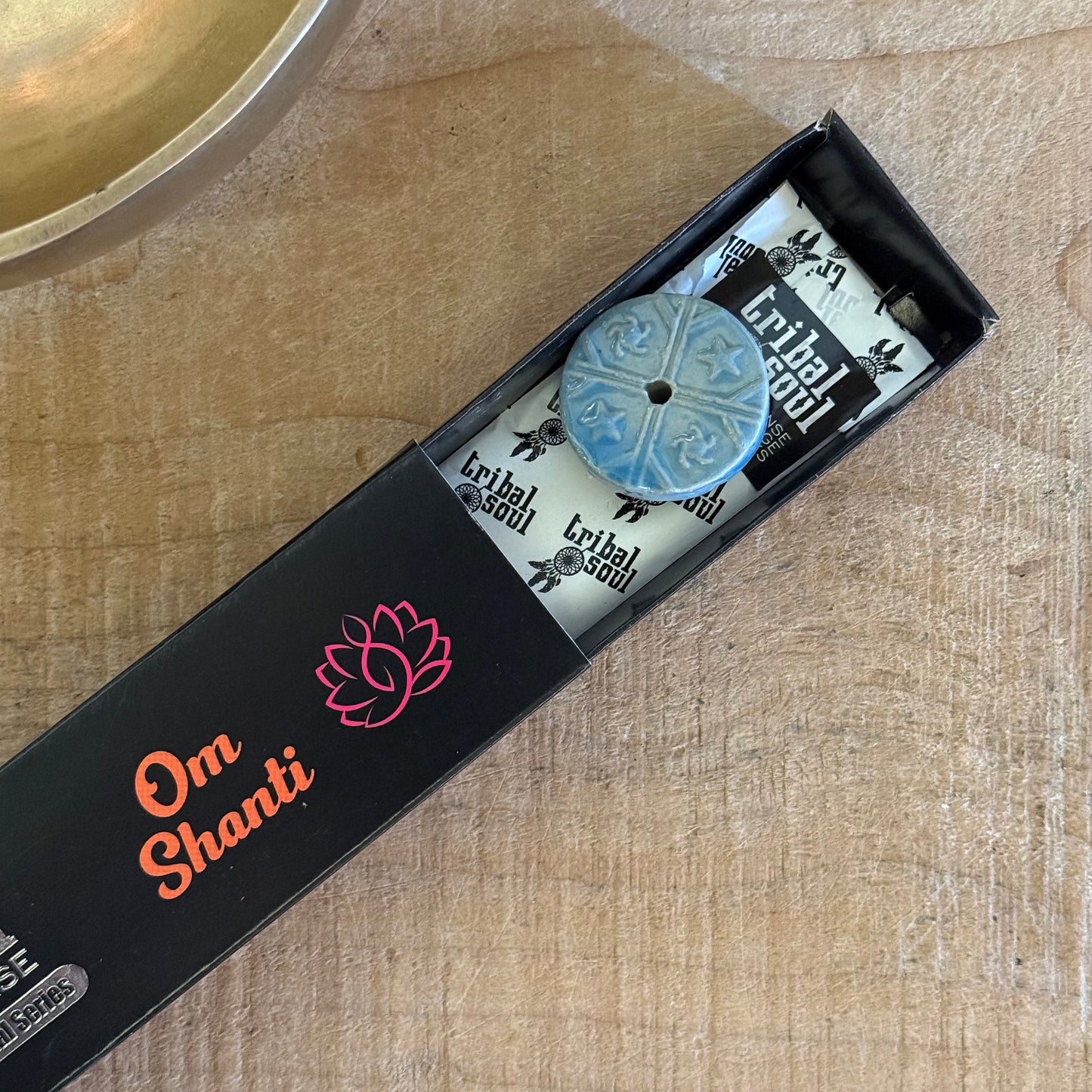 Tribal Soul Om Shanti incense sticks with holder, peace mantra incense for meditation and ritual