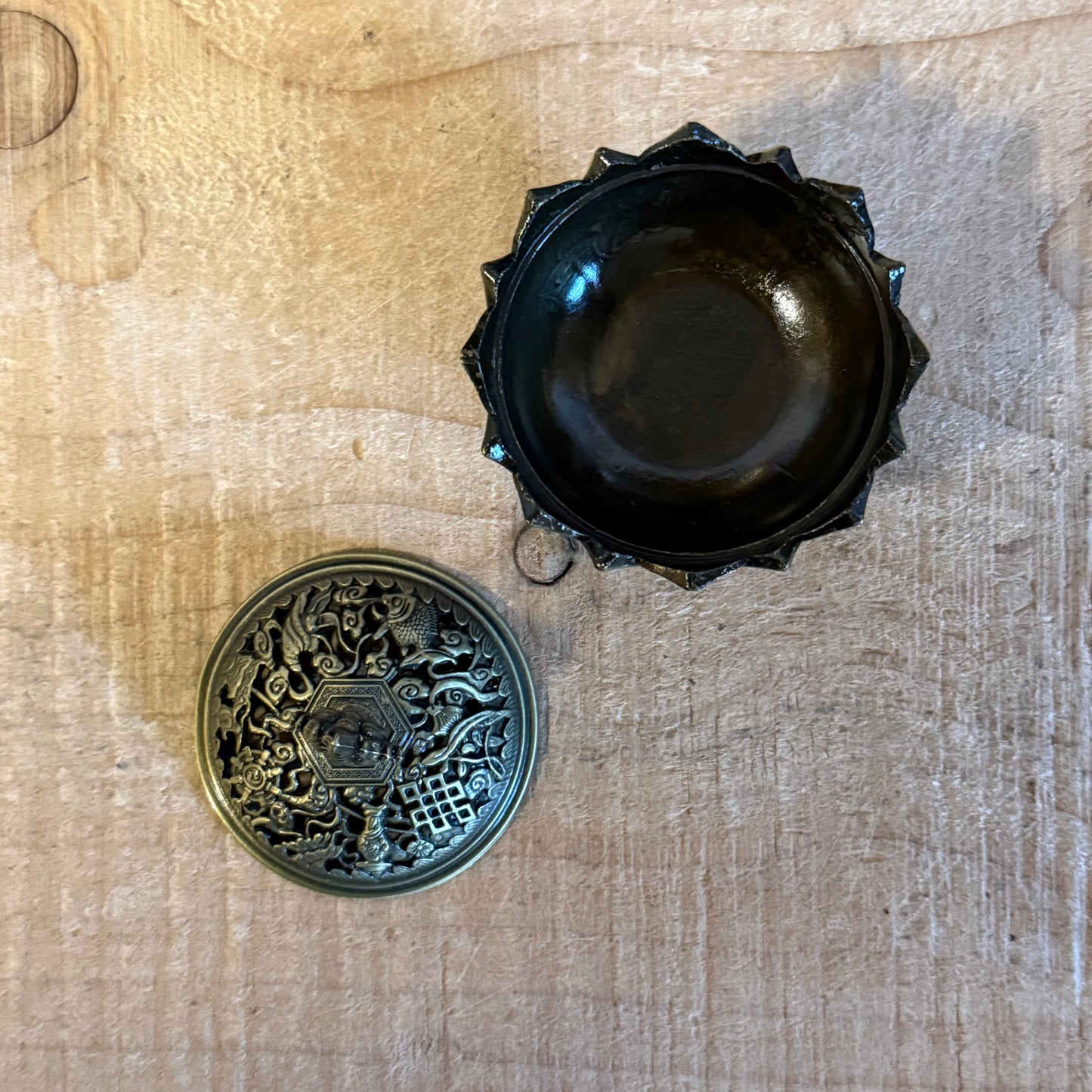 Brass lotus cone incense holder inspired by the sacred lotus. Ideal for incense cones, meditation, ritual use, and peaceful sacred spaces.