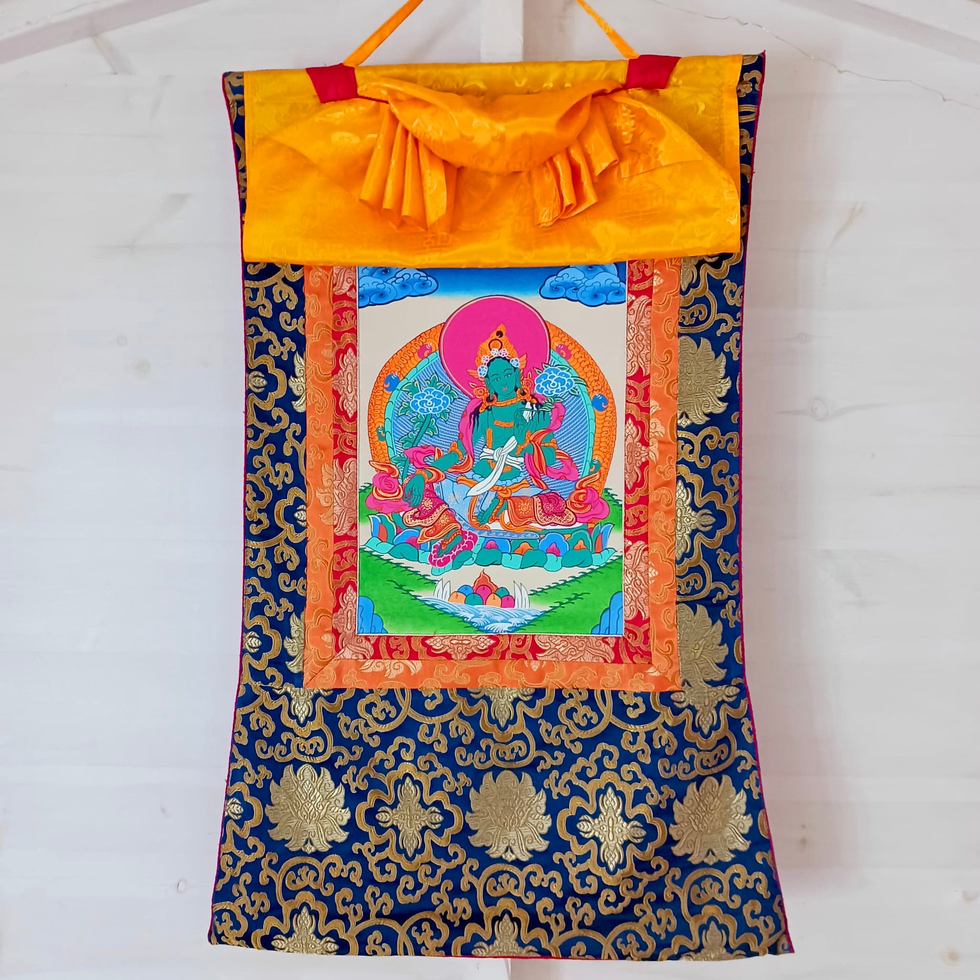 Green Tara Art Thangka Painting | 82cm x 53cm