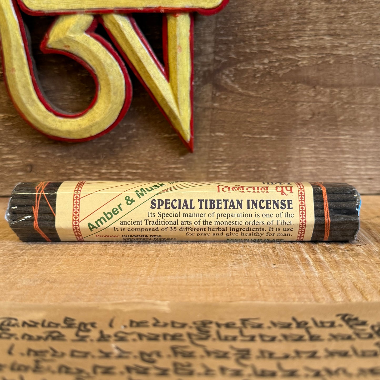Beloved friend on the path, the Chandra Devi Amber &amp; Musk Tibetan Incense is a fragrant embodiment of the sacred balance between earth and spirit. Prepared with devotion in accordance with an ancient Tibetan monastic recipe, it combines amber, musk, and over 33 healing herbs into a deeply grounding yet subtly sweet aromatic experience.

The scent unfolds slowly—first, the warm, honey-like sweetness of amber arises. Then, the earthy, grounding notes of musk follow, anchoring your awareness and calming th