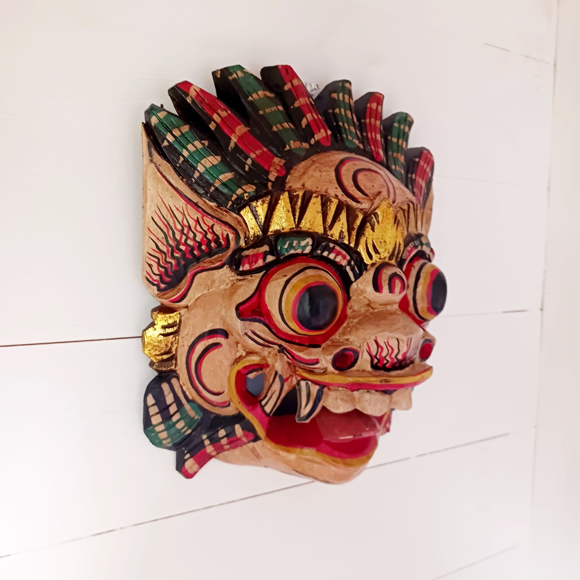 Handcarved Balinese Raksassa Large Mask | Cream