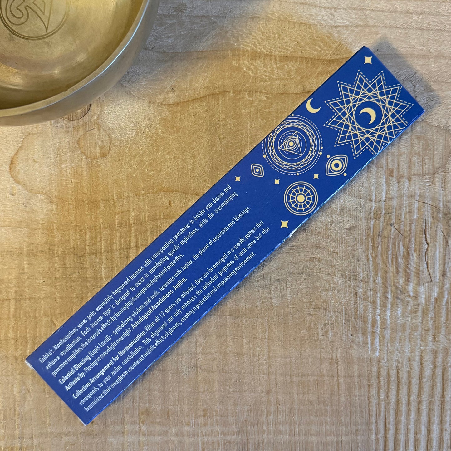 Goloka Celestial Blessing jasmine incense sticks with lapis lazuli crystal