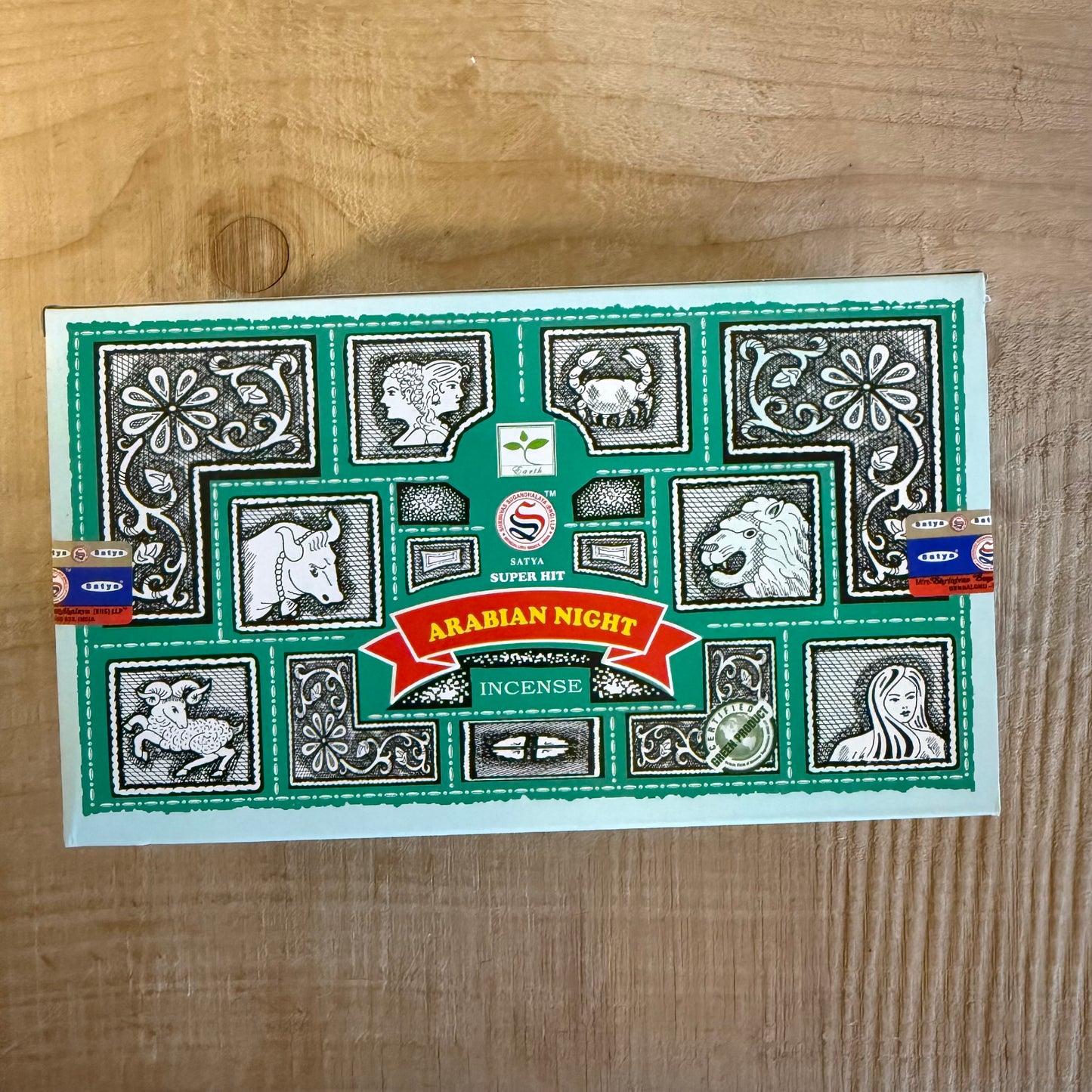 Experience the meditative aroma of Satya Super Hit Arabian Night Incense. Hand-rolled, sandalwood-based, perfect for rituals, cleansing, and inner peace.