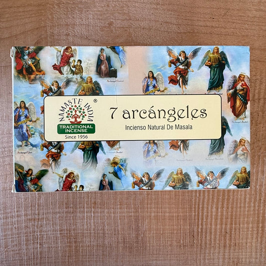 Namaste Mandala 7 Archangels incense with vetiver aroma. Masala incense for meditation, protection, relaxation, and creating a calm, grounded space.