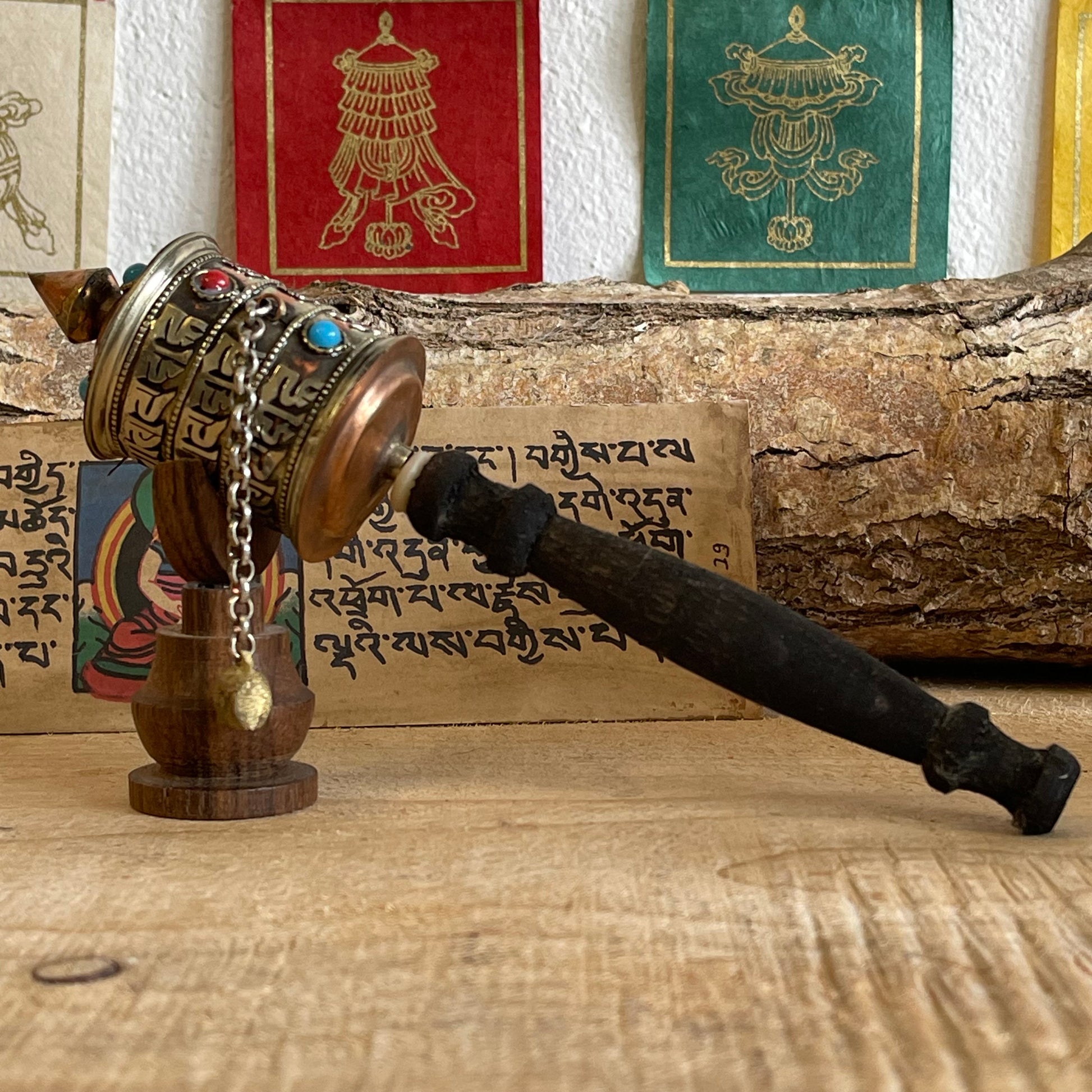 Hand Held  Mantra Prayer Wheel 23cm