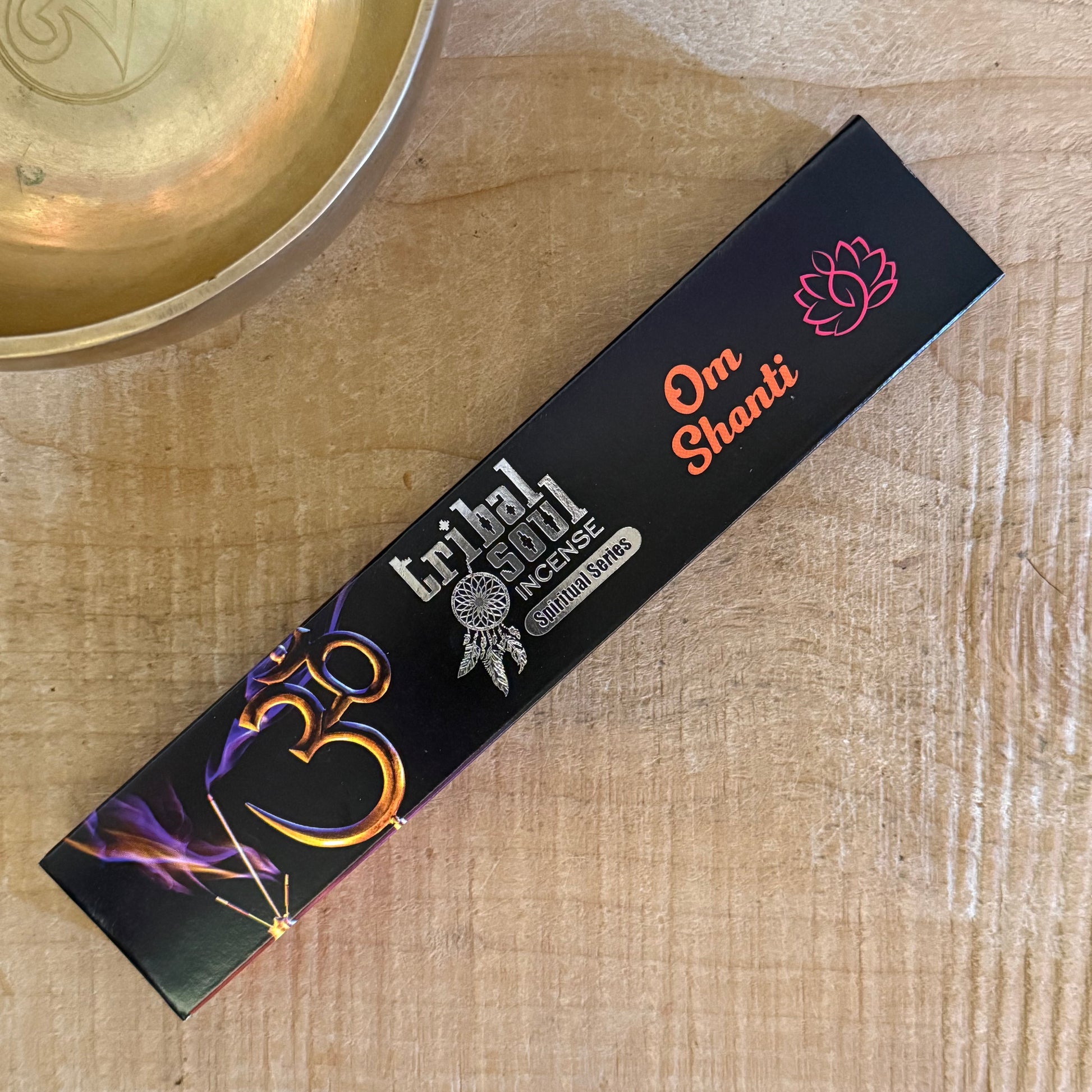Tribal Soul Om Shanti incense sticks with holder, peace mantra incense for meditation and ritual