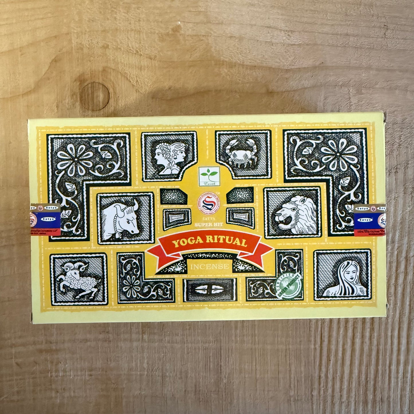 Satya Super Hit Yoga Ritual incense 15g from the Nag Champa Collection. Hand-rolled sandalwood incense for meditation, ritual, and cleansing.