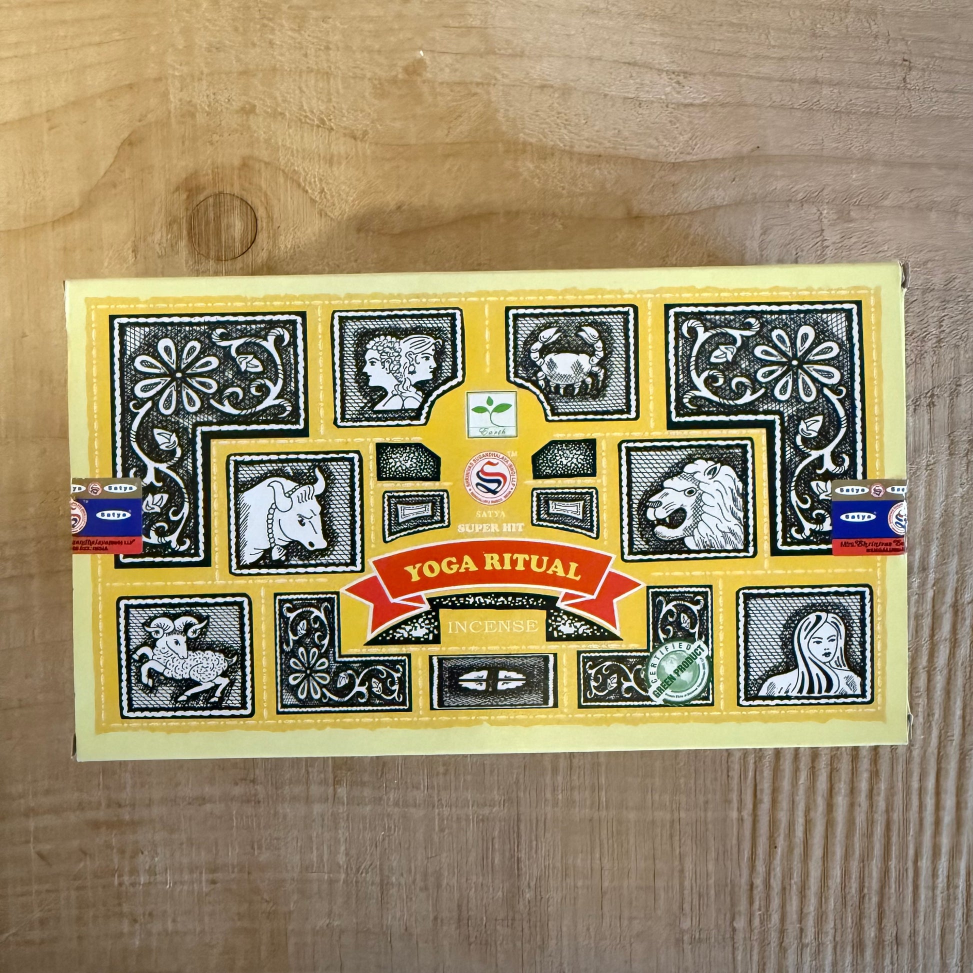 Satya Super Hit Yoga Ritual incense 15g from the Nag Champa Collection. Hand-rolled sandalwood incense for meditation, ritual, and cleansing.