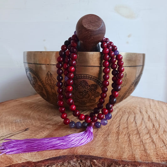 Rosewood and Amethyst Mallah Beads | Intuition