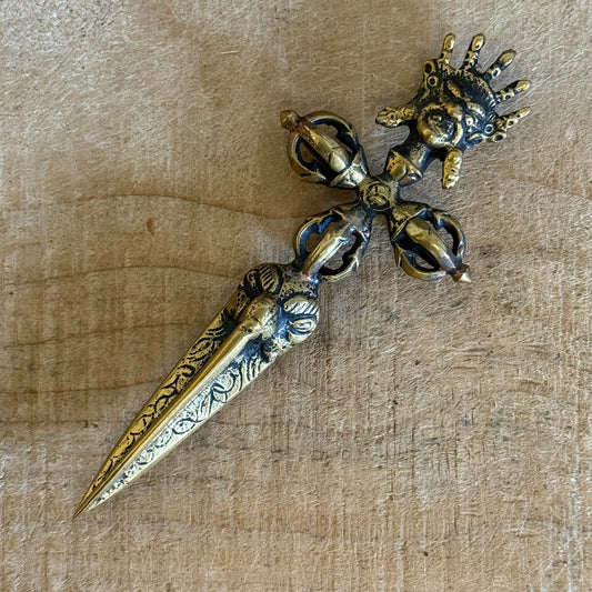 Brass Bhairab Phurba Tibetan Kila ritual dagger from Nepal
