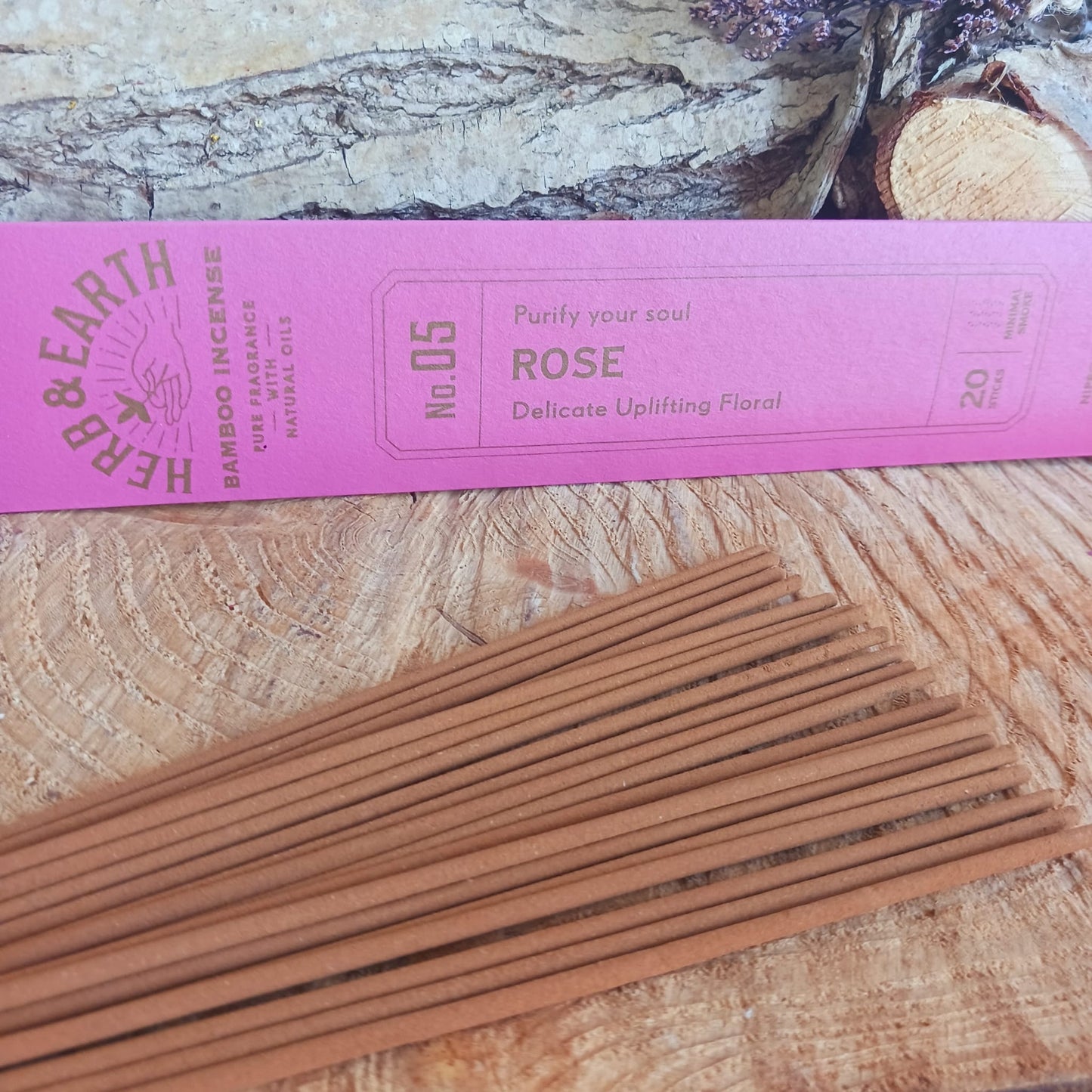 Herb & Earth Bamboo Incense Sticks | Rose