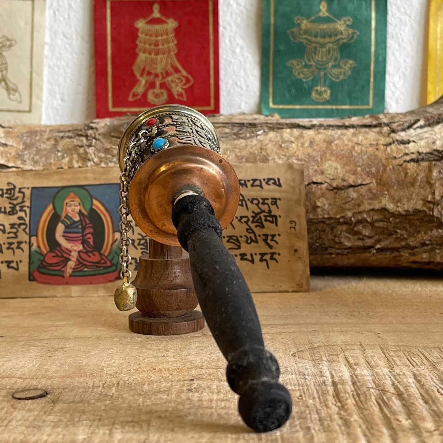 Hand Held  Mantra Prayer Wheel 23cm