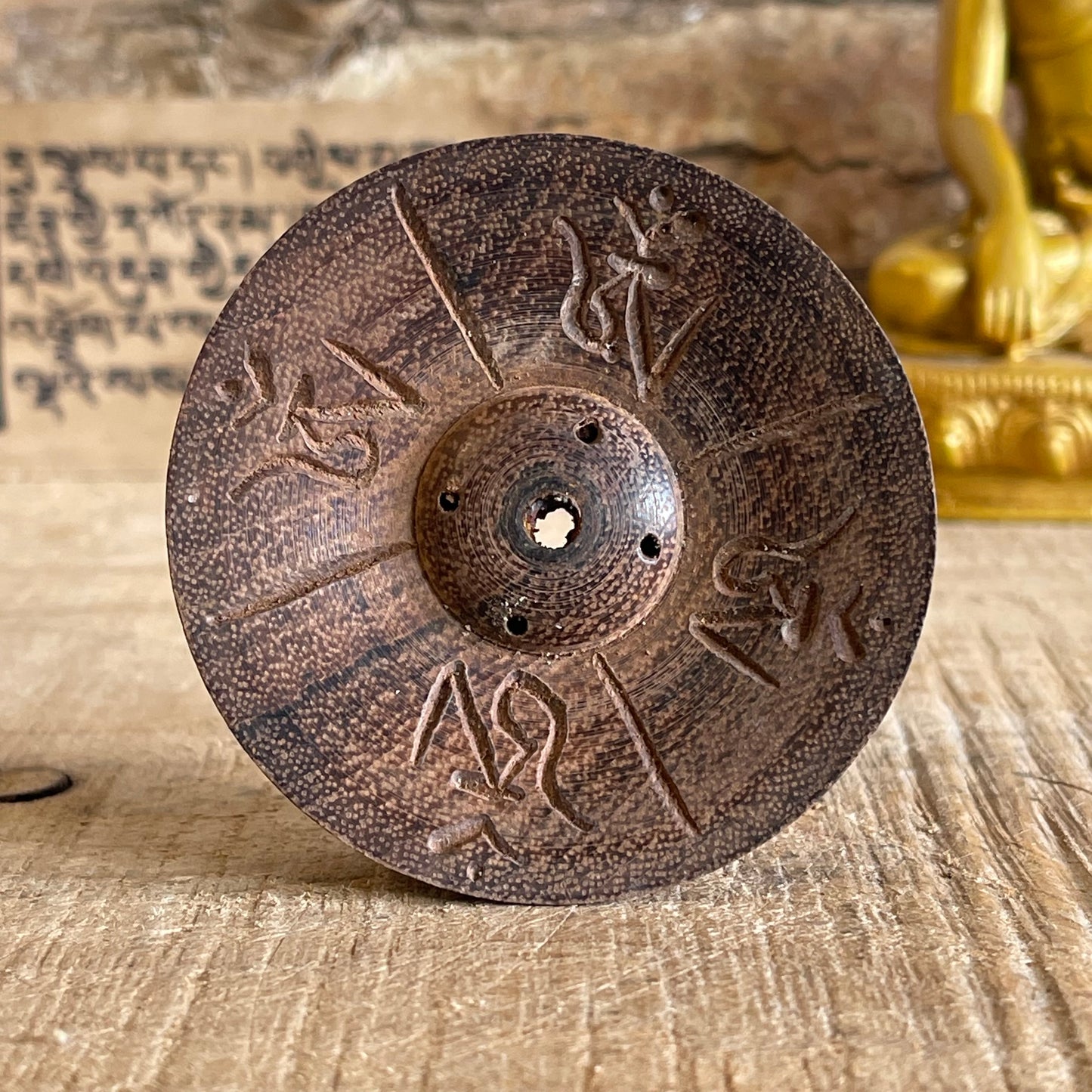 Tibetan Om Wood Incense Holder