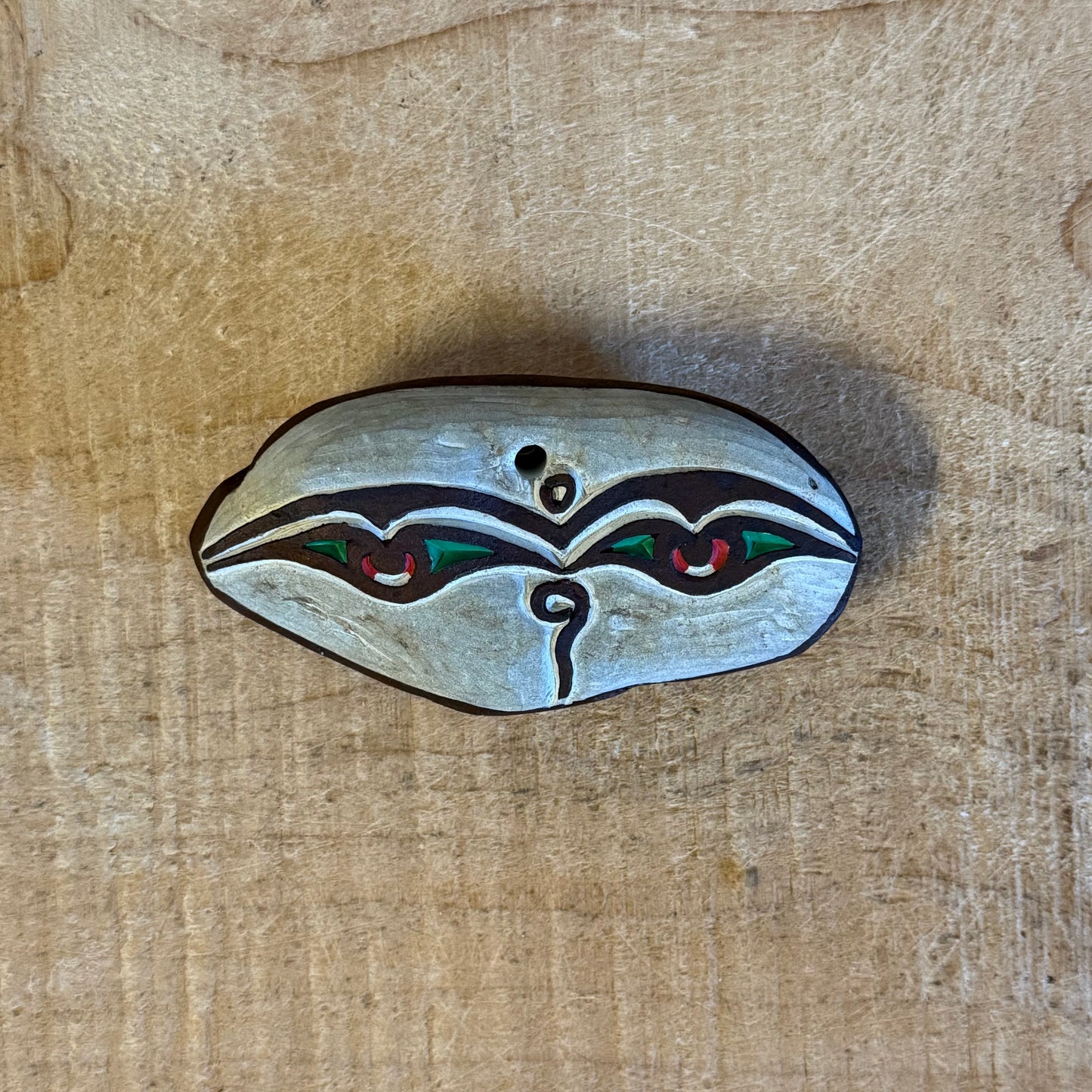 Hand-decorated Himalayan Om stone incense holder for meditation and ritual