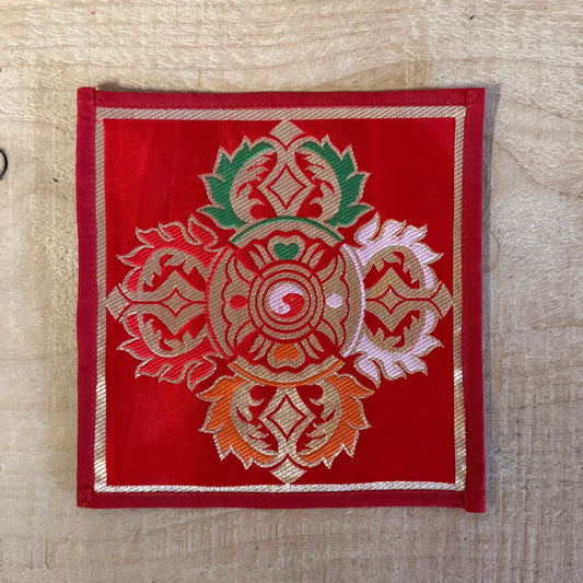 Handcrafted Tibetan altar cloth, silk brocade altar mat, and altar cloth for meditation