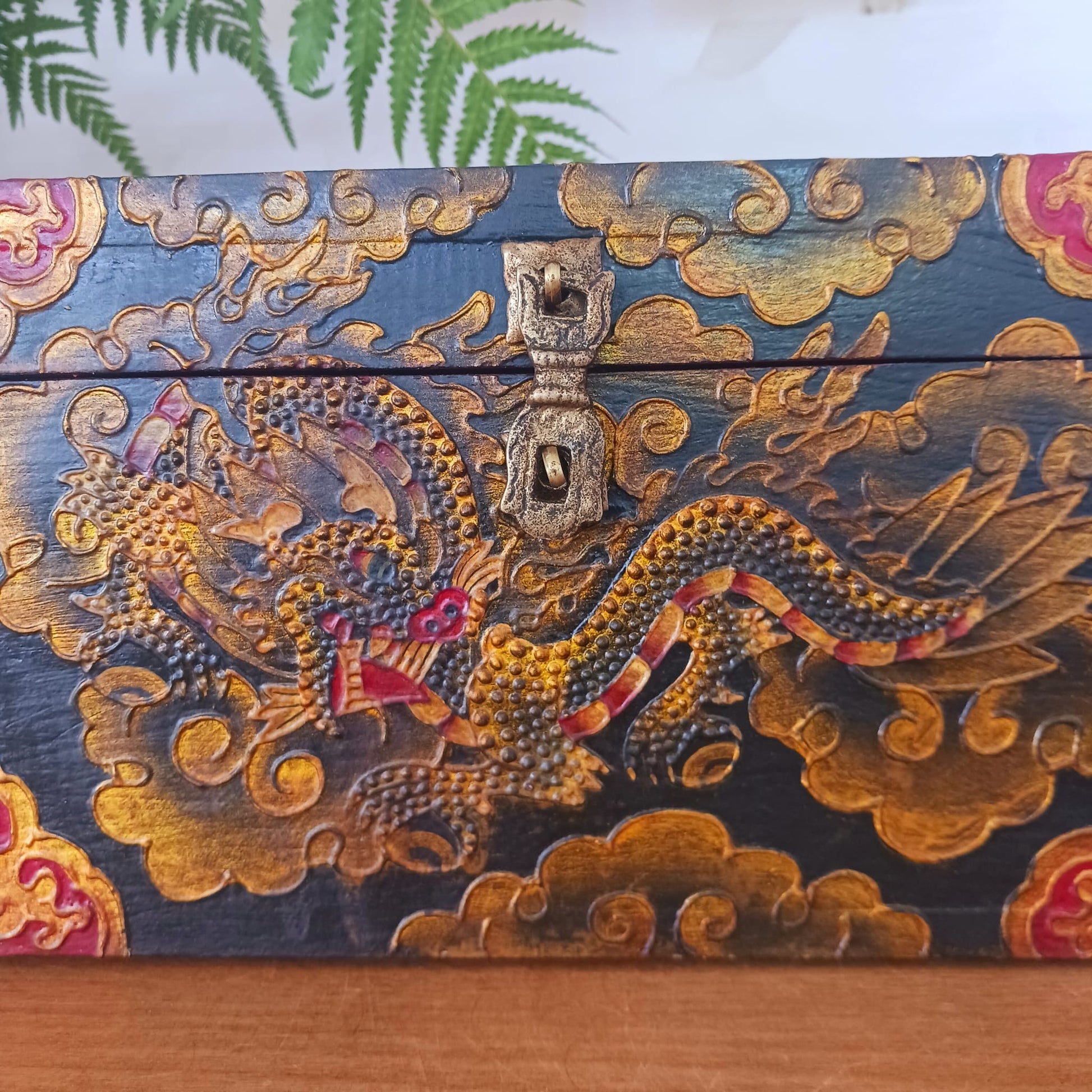 Tibetan Dragon Wooden Treasure Box
