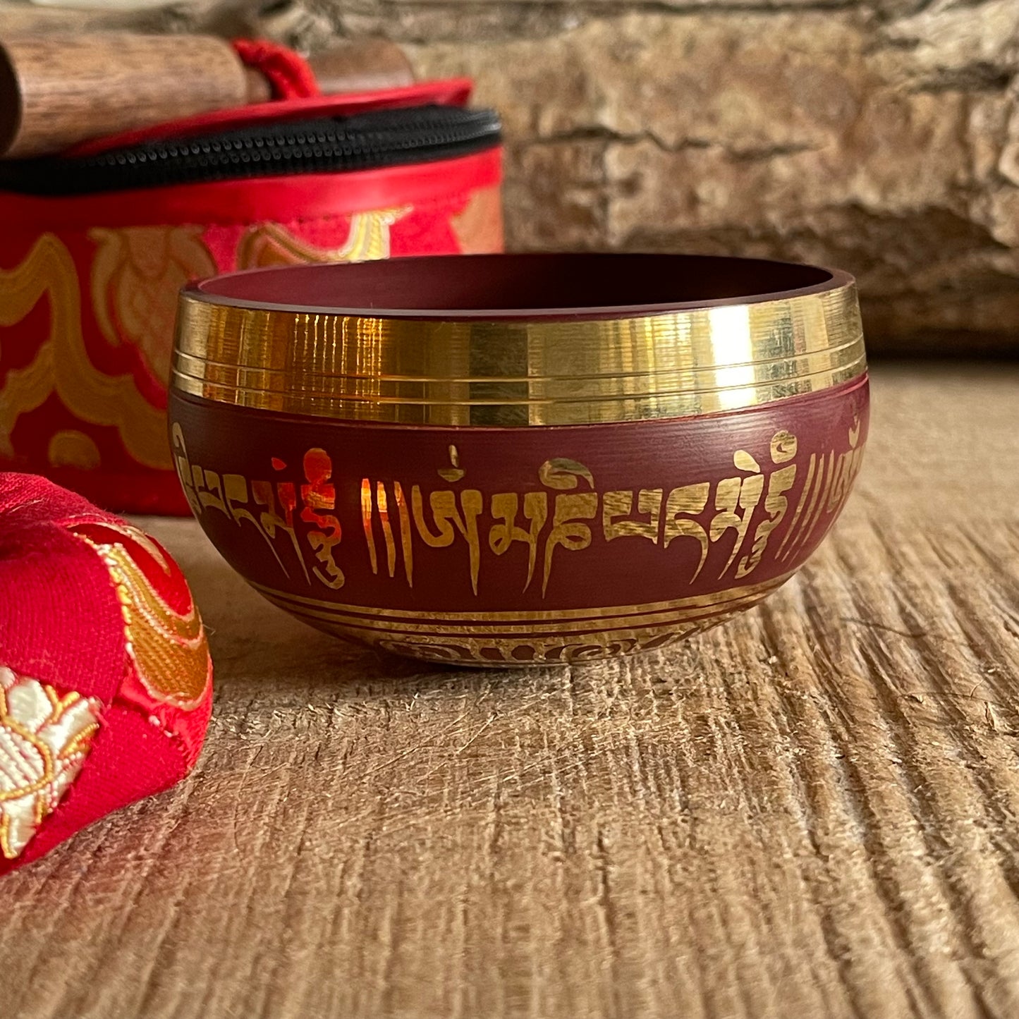 Mini Singing Bowl Gift Set | Red