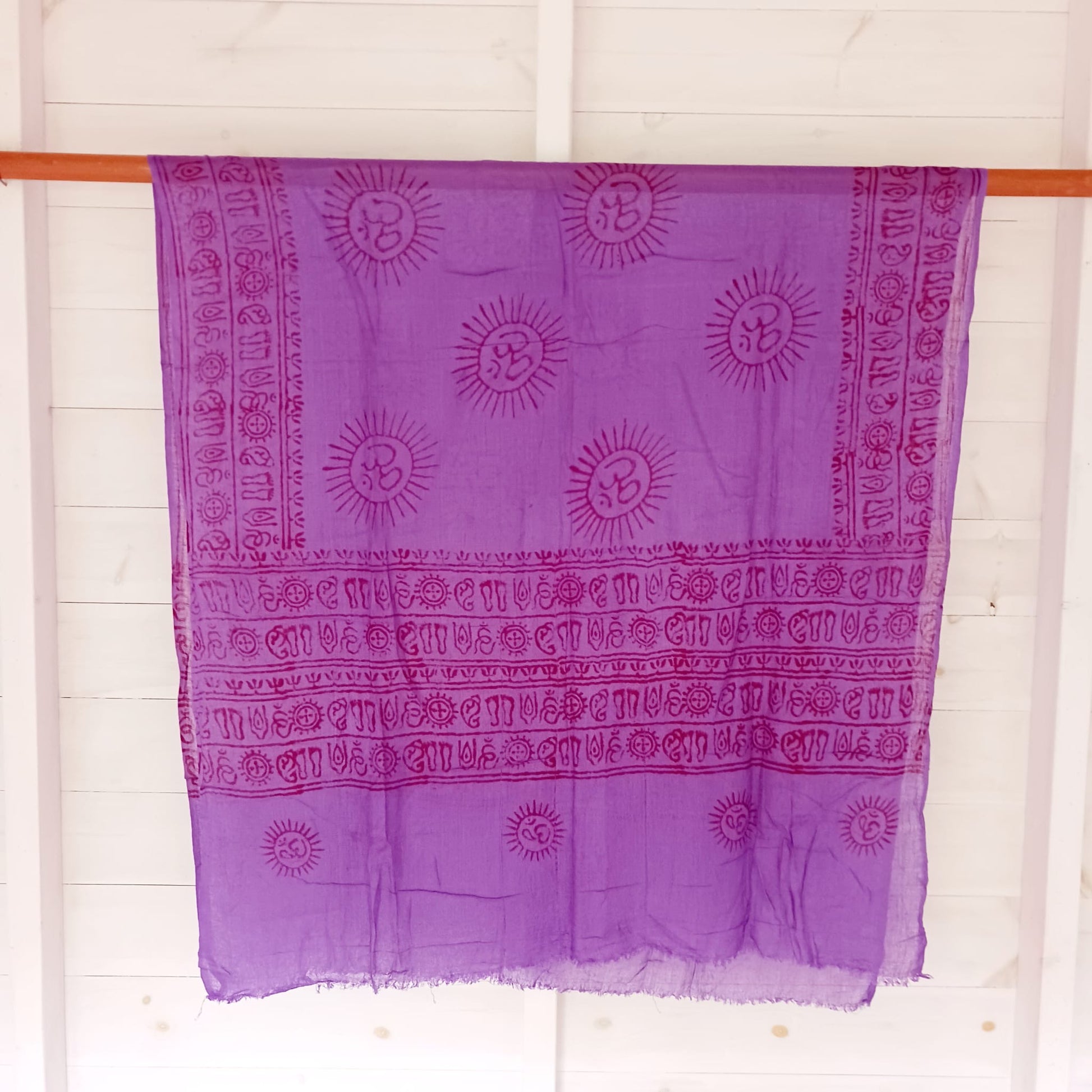 Purple OM Buddhist Prayer Shawl | 80cm x 180cm