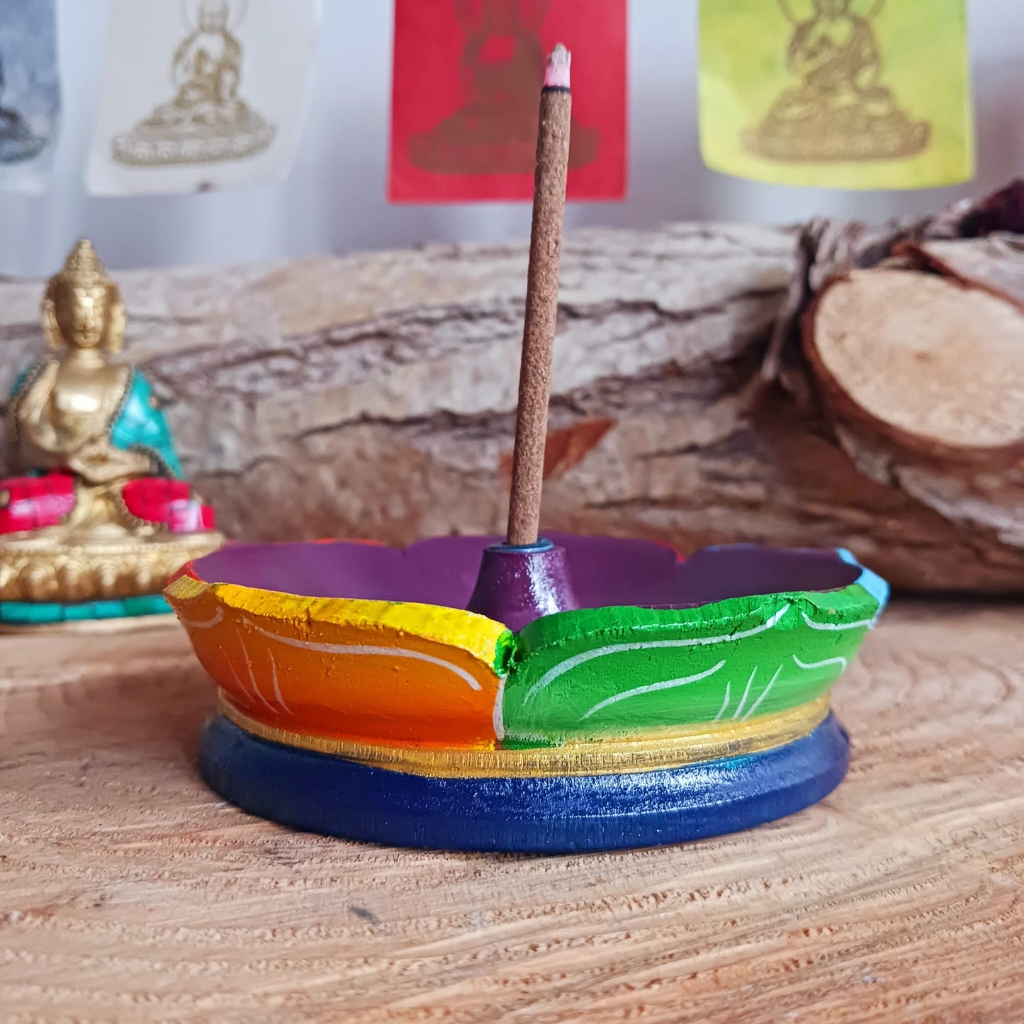 Tibetan Seven Chakra Dark Incense Stick Holder | Lotus