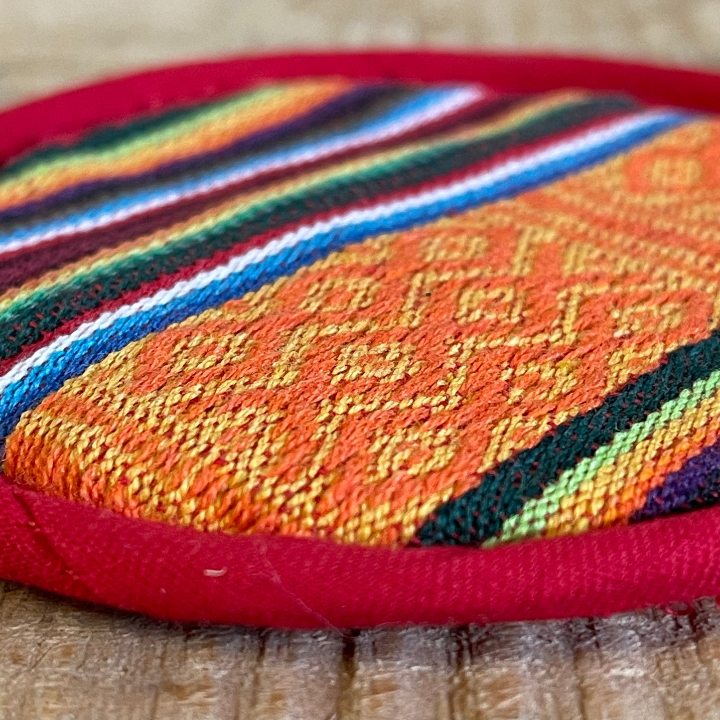 These round stitched Tibetan&nbsp; cushions are ideal for smaller sized signing bowl. &nbsp;Perfect for smaller bowl Cotton - Handmade and Fair Trade from Nepal.