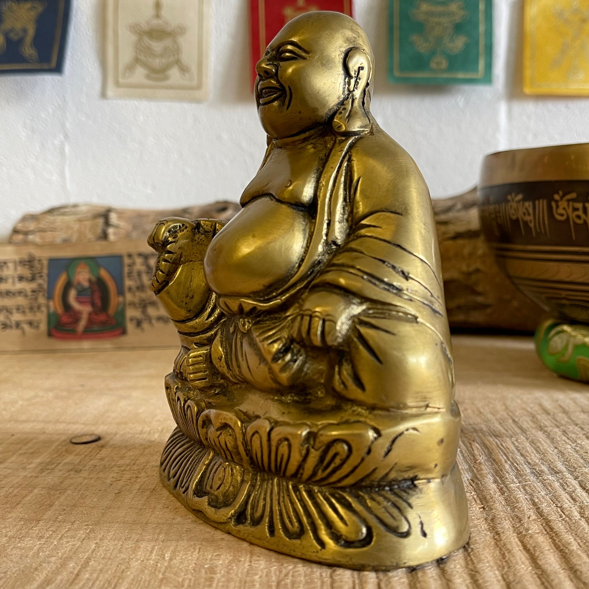 Buddha statue Laughing Buddha Brass 13cm