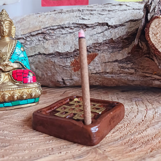 Endless Knot Tibetan Incense Burner 5 x 5cm