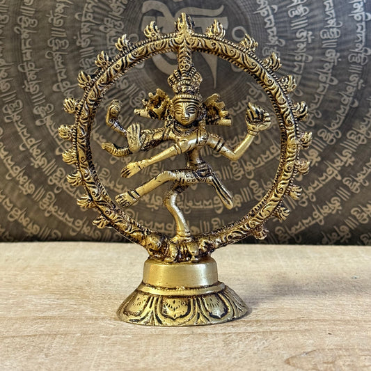 Shiva Nataraja Buddha Brass Statue, 13cm, cosmic dance, symbol of creation and renewal.