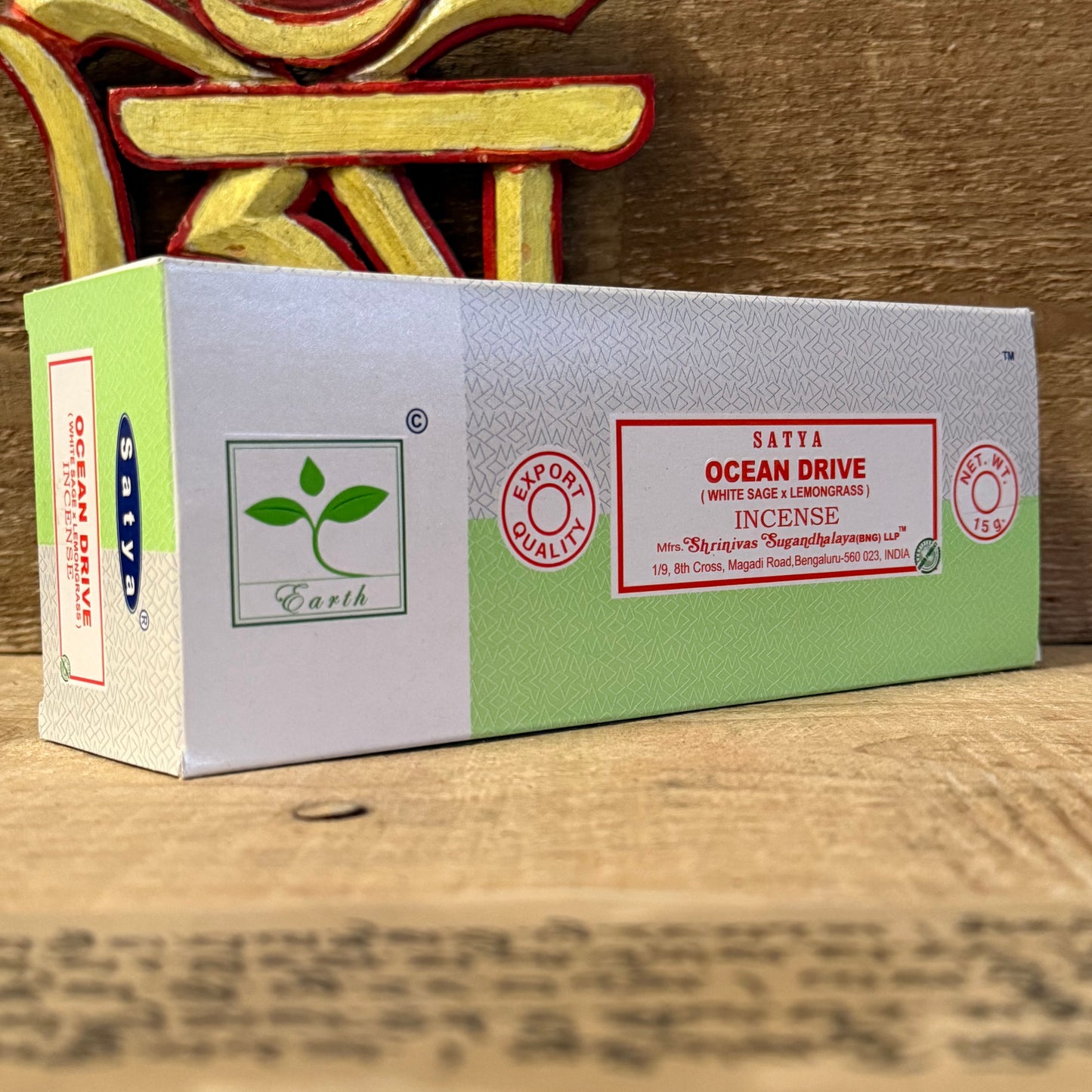 At Buddha-Buddha, we invite you to embrace the uplifting fragrance of Satya Earth Ocean Drive Incense. This sacred blend unites the cleansing power of white sage, long revered as a purifier of spaces and spirit, with the refreshing brightness of lemongrass, known for its mood-boosting and balancing properties.

White sage, often called “sacred sage,” carries a transformative energy that clears negativity, while lemongrass uplifts the mind and spirit with its invigorating citrus notes. Together, they create 