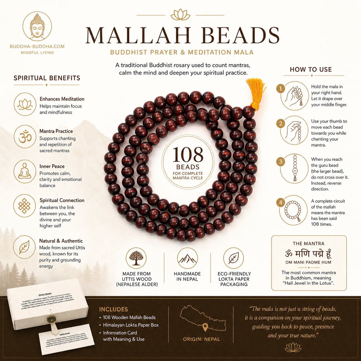 Boxed Wooden Mallah Beads