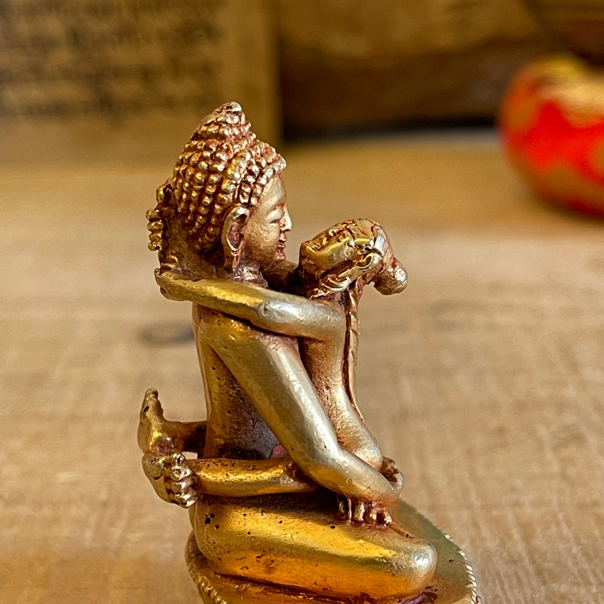 Gold Plated Tibetan Statue of Yab Yum Samantabhadra 6cm