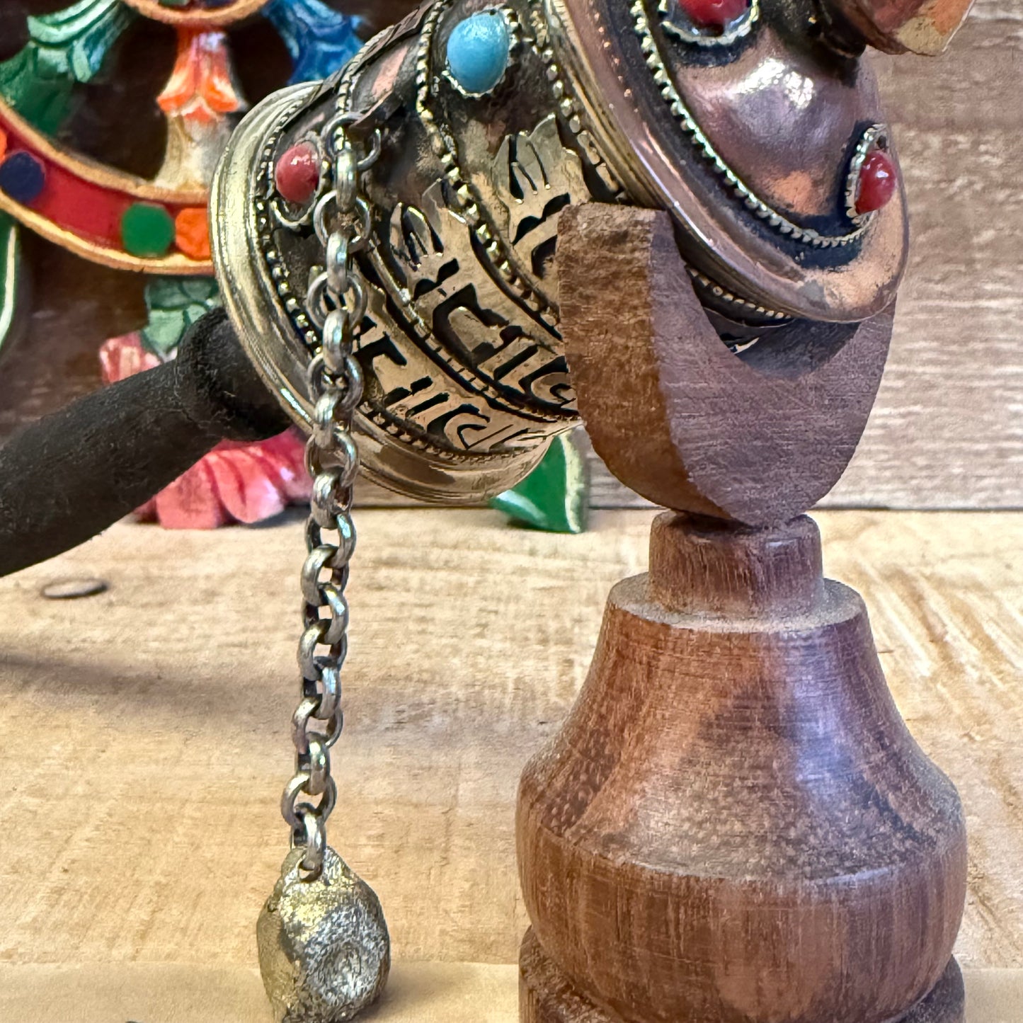 Handheld Mantra Prayer Wheel | 23cm Om Mani Padme Hum