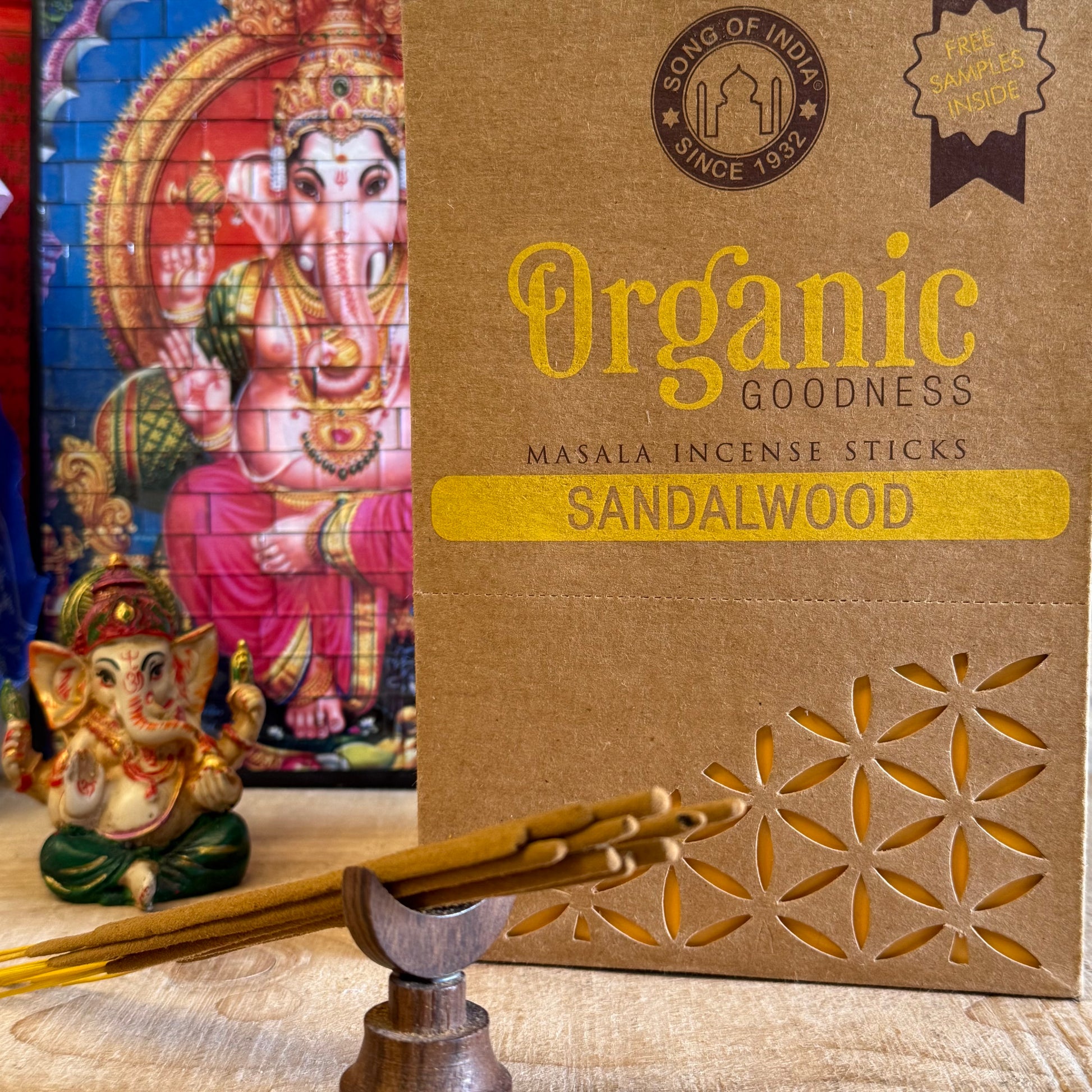 Sandalwood Incense – Organic Goodness | Luxury Scent from India

Experience the scent of luxury with Organic Goodness Sandalwood incense. Made in India, this rich, woody aroma is found in premium perfumes. 12 x 15g sticks.