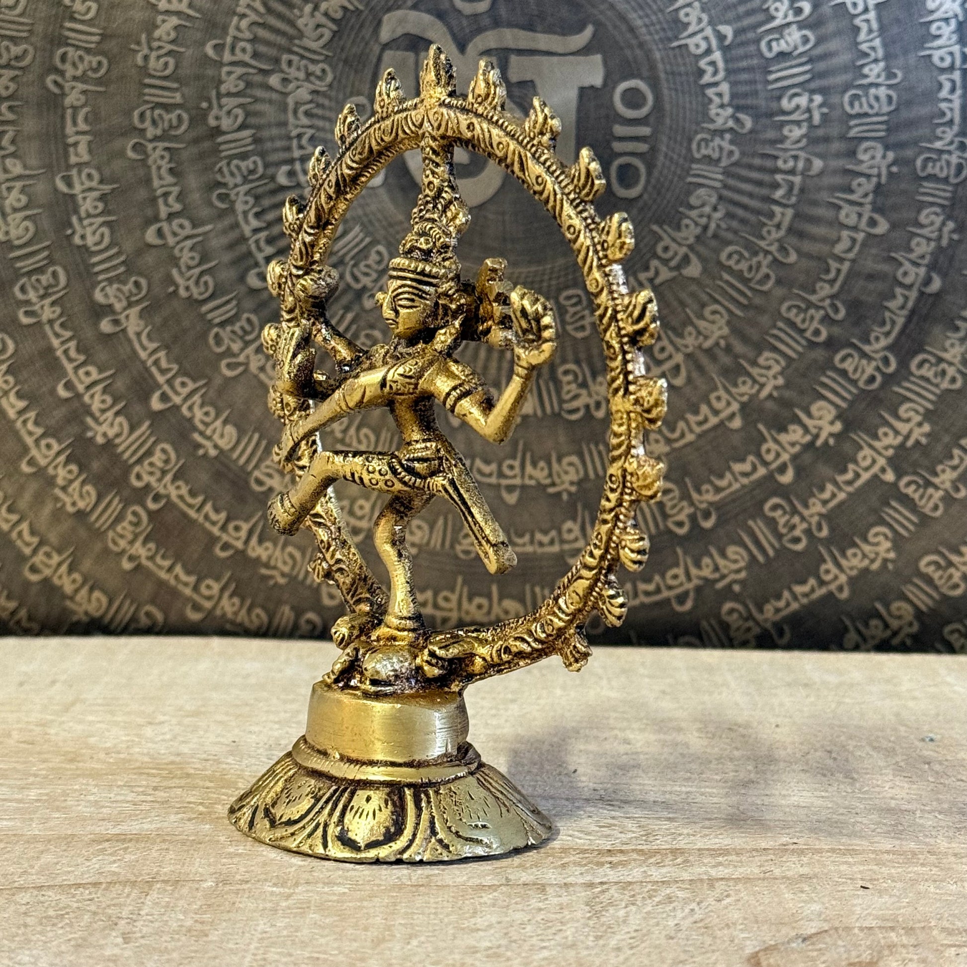 Shiva Nataraja Buddha Brass Statue, 13cm, cosmic dance, symbol of creation and renewal.