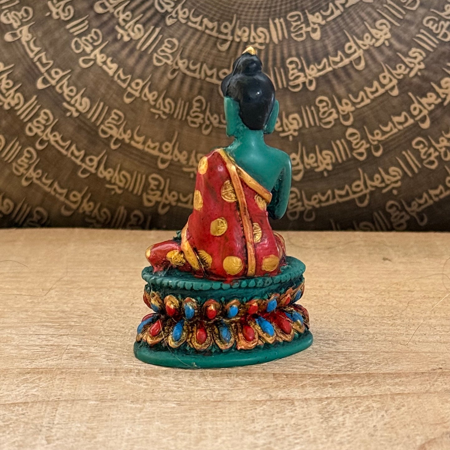 Small hand painted resin Buddha statue Nepalese Abhaya mudra 8cm