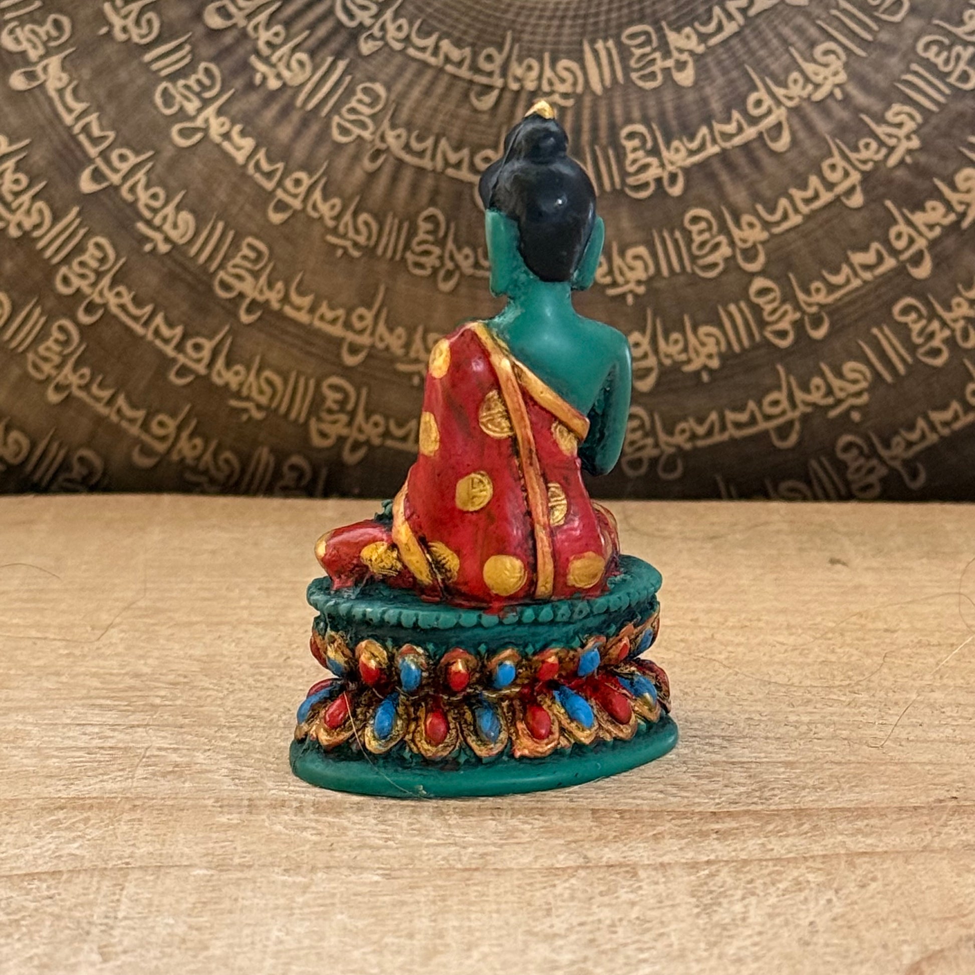Small hand painted resin Buddha statue Nepalese Abhaya mudra 8cm