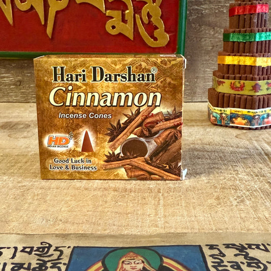 Awaken your senses with the warm, comforting fragrance of Hari Darshan Cinnamon Incense Cones, handcrafted in Bangalore, India, by master incense artisans. With its sweet and spicy scent, cinnamon has long been cherished for its ability to raise energy, uplift the spirit, and attract happiness and prosperity.