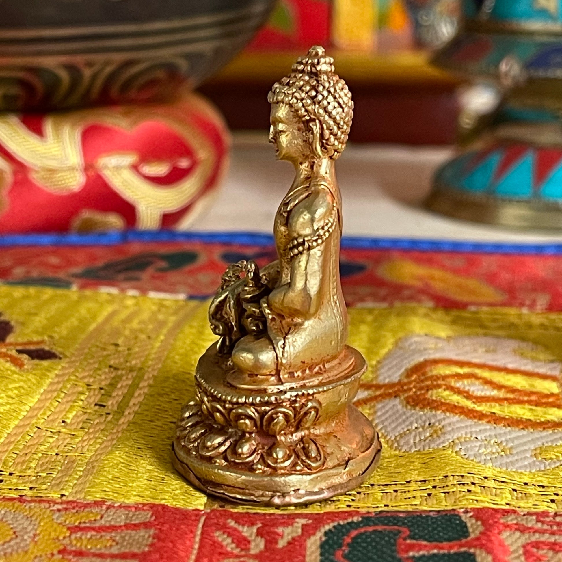 Medicine  Buddha  Miniature Gold Plated Statue 5 cm